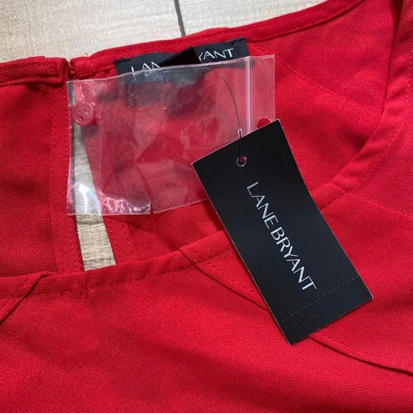 Lane Bryant Womens Cold Shoulder Long Sleeve Ruffle Top Size 16 Red - Picture 9 of 12